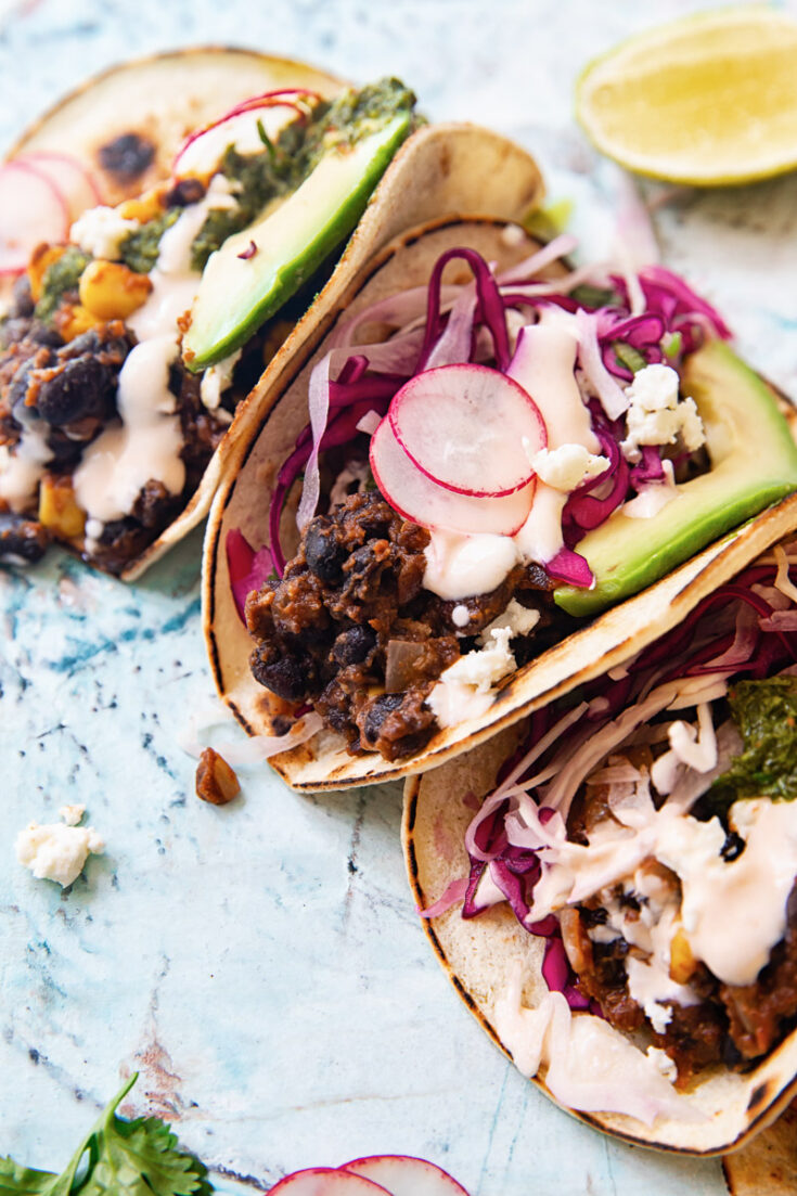 Black Bean and Corn Tacos with Cilantro Lime Slaw - The Veg Connection