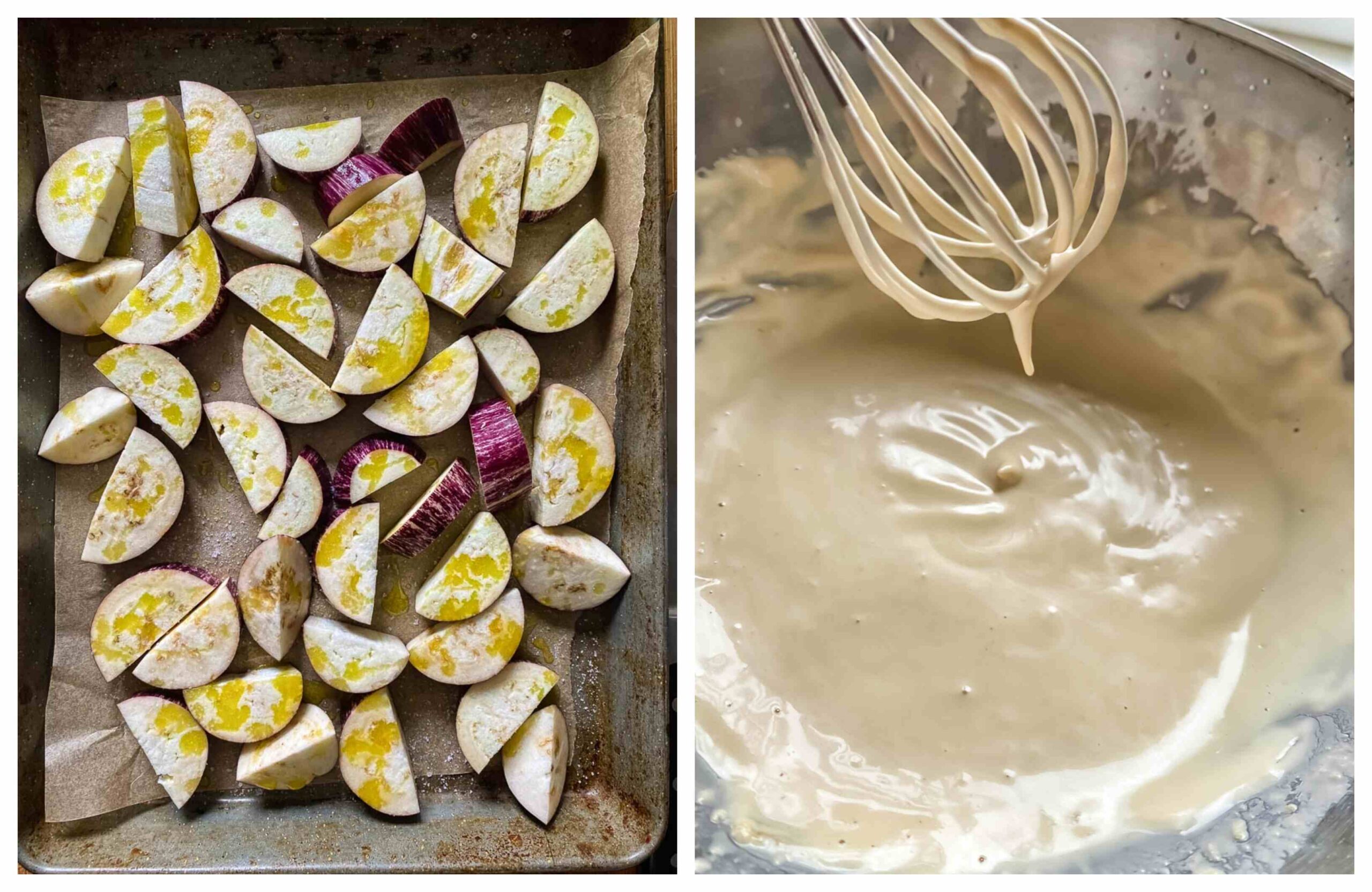Roasted Aubergine with Garlic Tahini Sauce - The Veg Connection