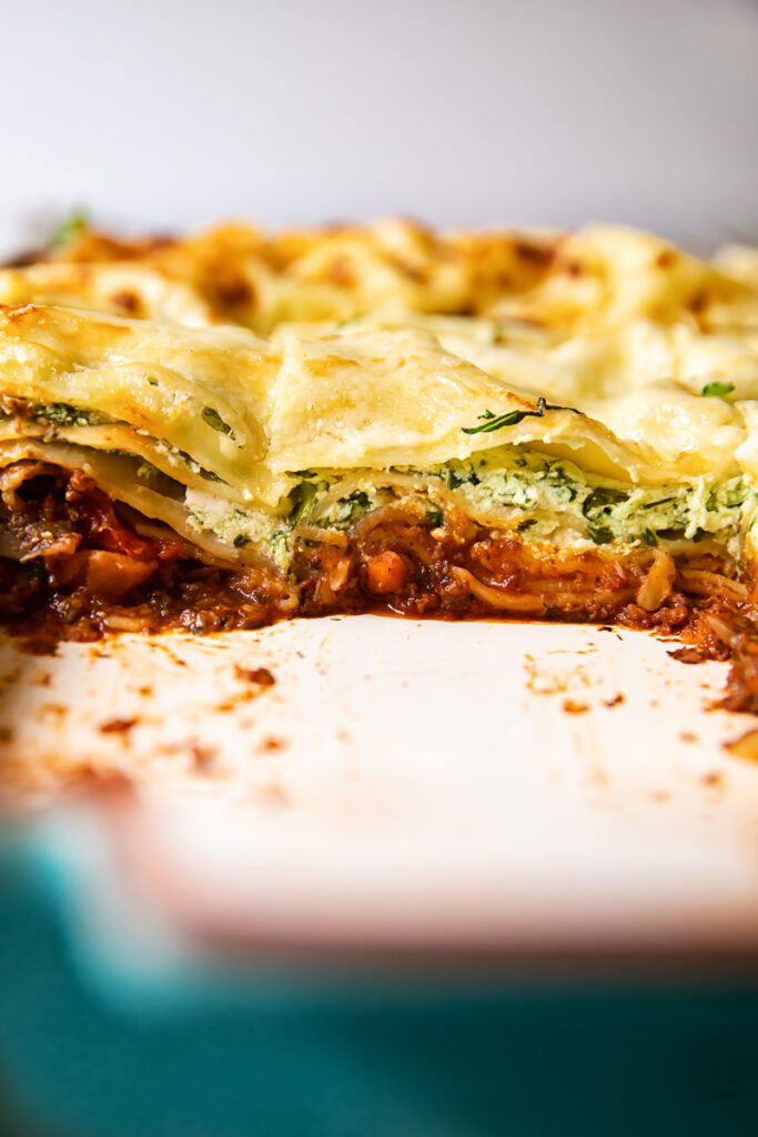 Profile of the vegetable lasagne showing layers