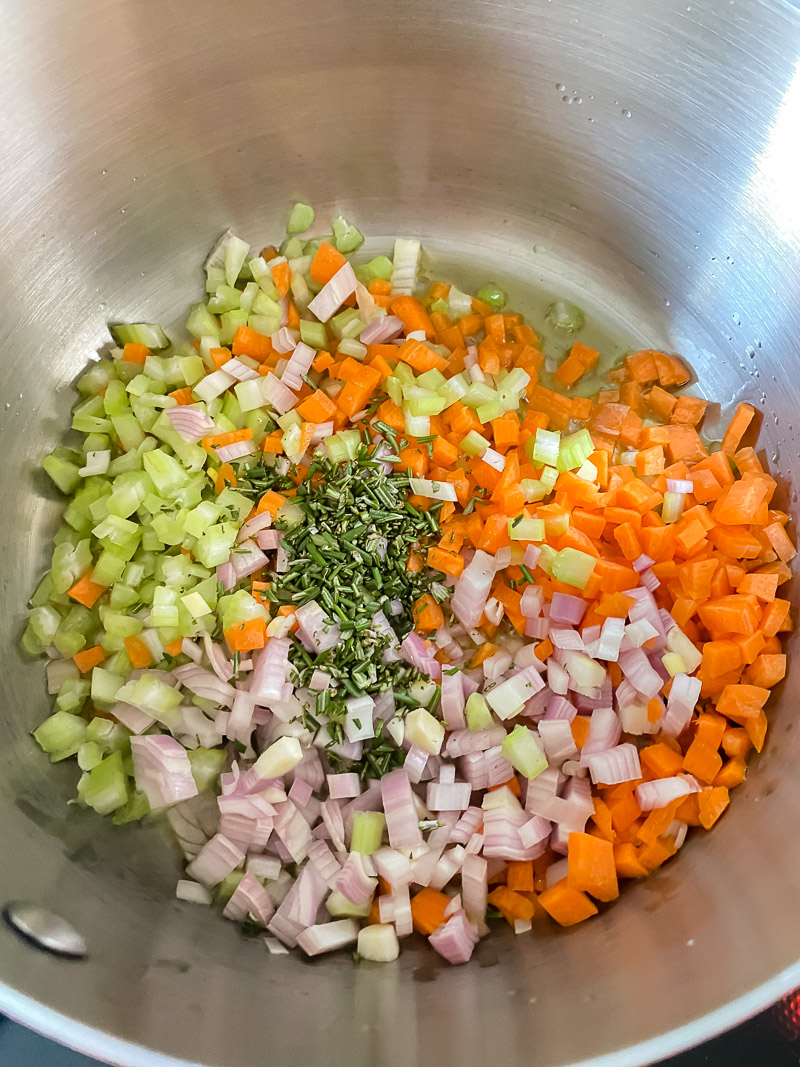 Chopped vegetables in a pot