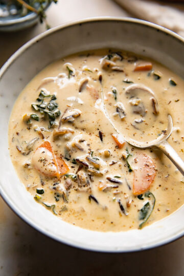 Creamy Wild Rice and Mushroom Soup - The Veg Connection