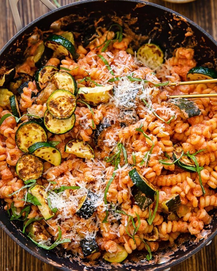 Summer Courgette Pasta with Tomato Ricotta Sauce - The Veg Connection