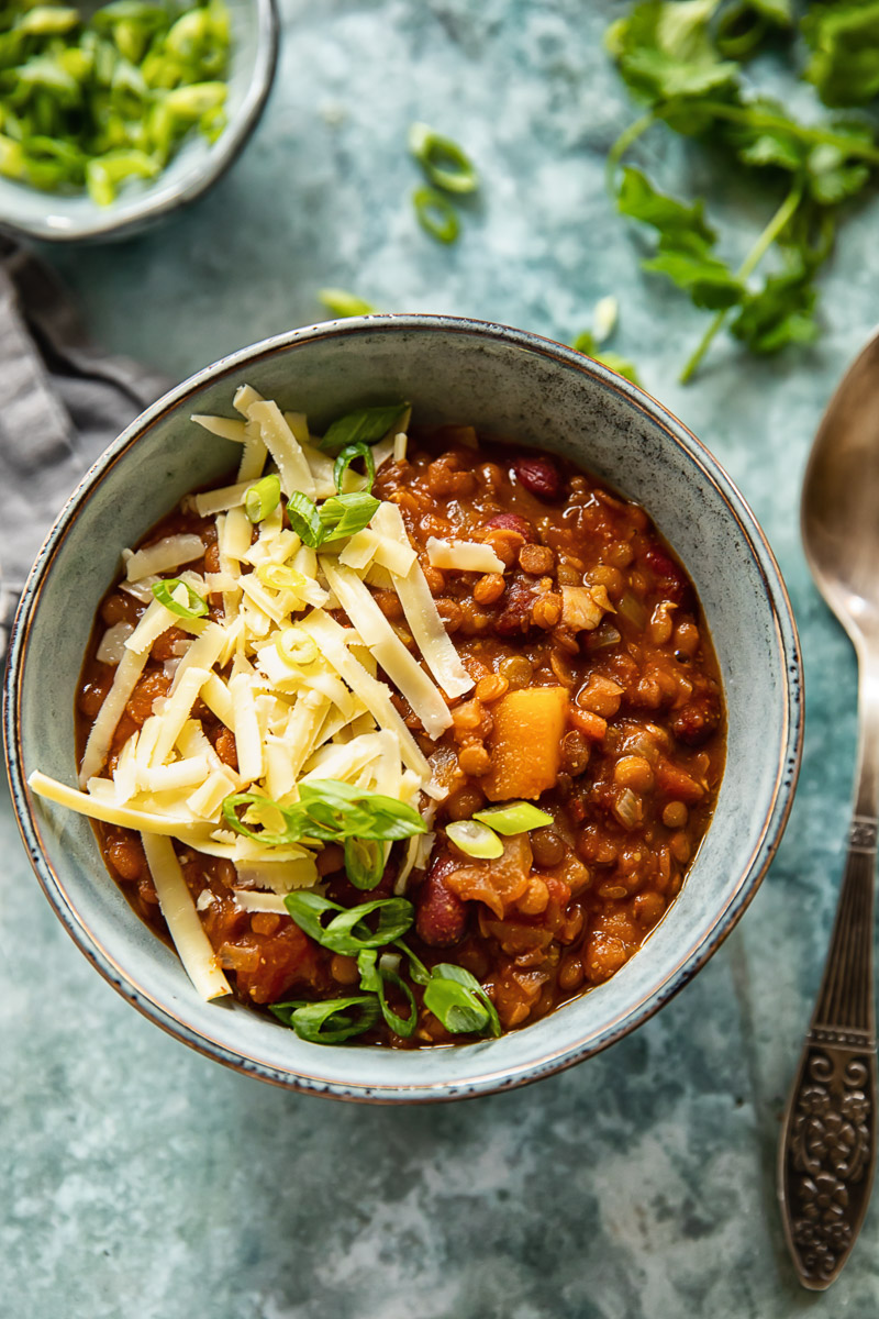 Vegetarian Lentil and Butternut Squash Chili - The Veg Connection