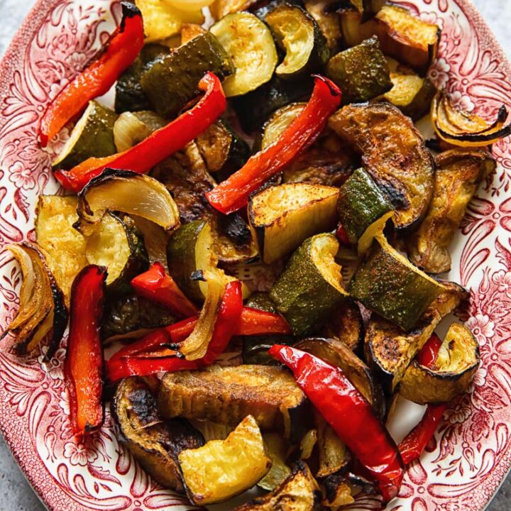 roasted vegetables on a serving platter
