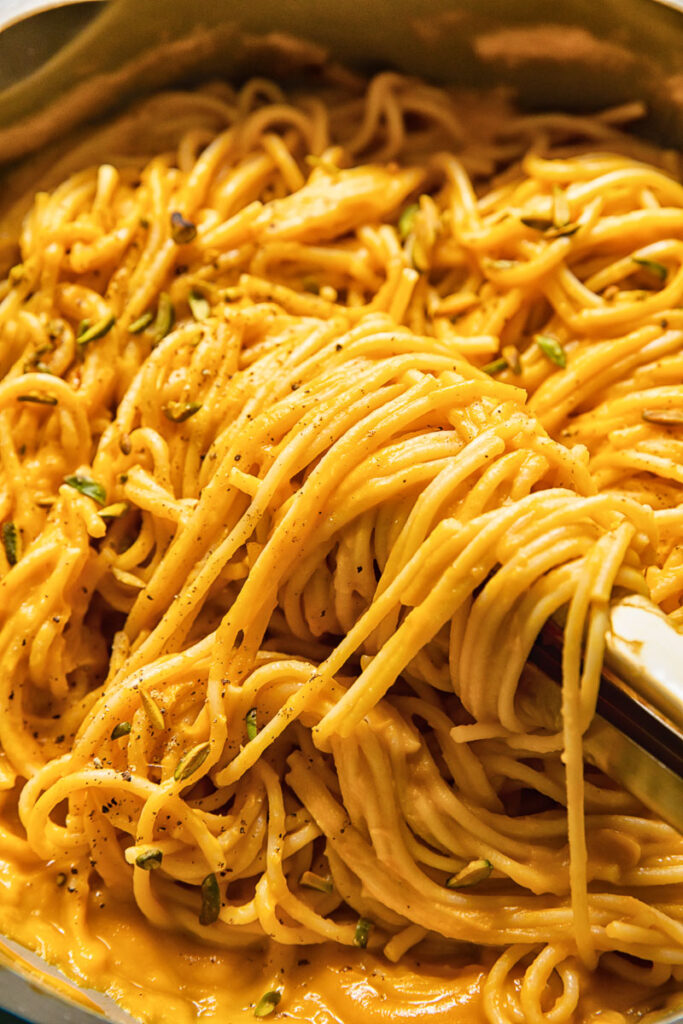 Close up of the squash pasta